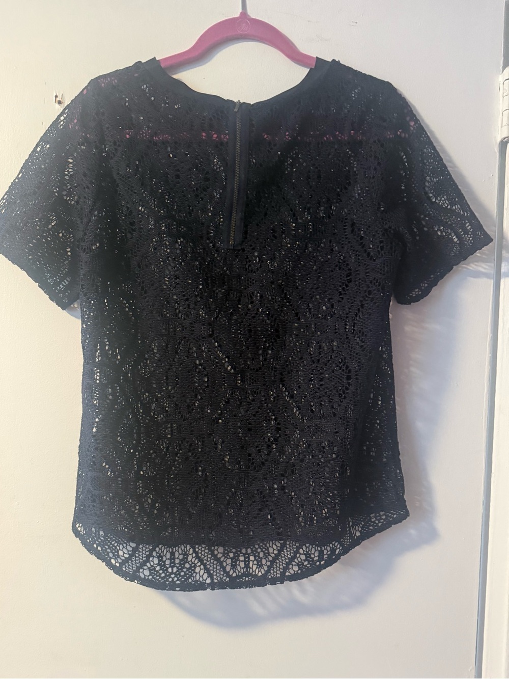 Banana Republic Navy Lace Short-Sleeve Top - Classic Women's Blouse